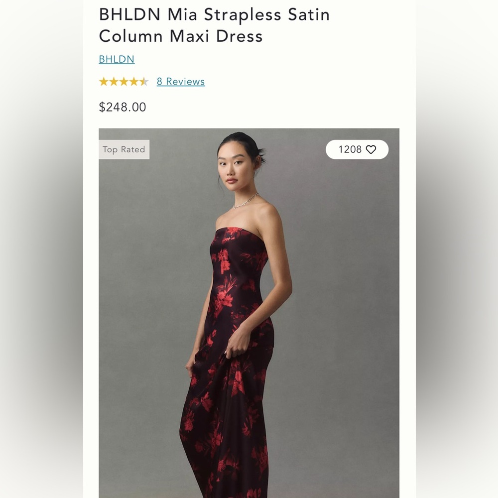 Anthropology BDLHN strapless. Minimal wear, less than 2 hours at an event.
